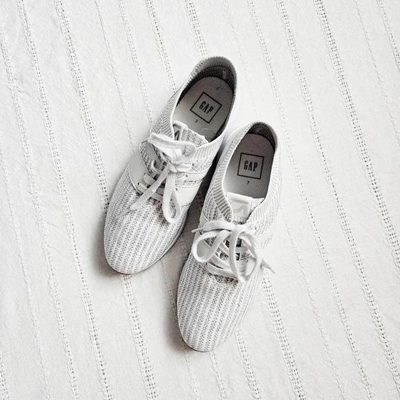 Gap Gapfit Knit Athletic Shoe Sneaker White Stretch Athleisure Lounge Work 7 New - Picture 10 of 16